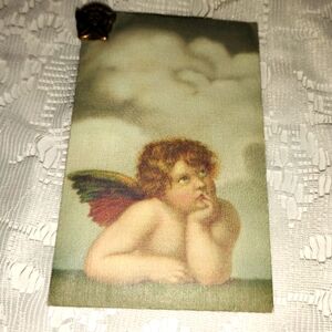 2 Vintage mostly memories mini messages ,Angel,rose pin, cherub and angels